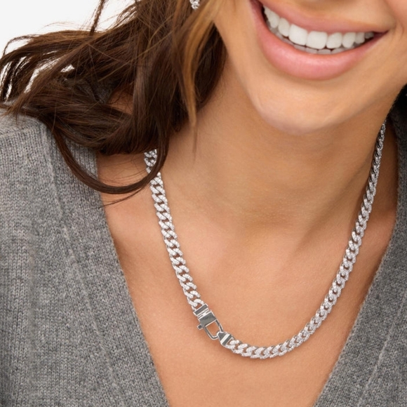 Melinda Maria Pavé Julian Chain Necklace 18" Silver New ✨️FIRM - Picture 1 of 2